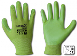 Перчатки NITROX трикотажные с нитриловым покрытием, ярко-зеленые, размер 8